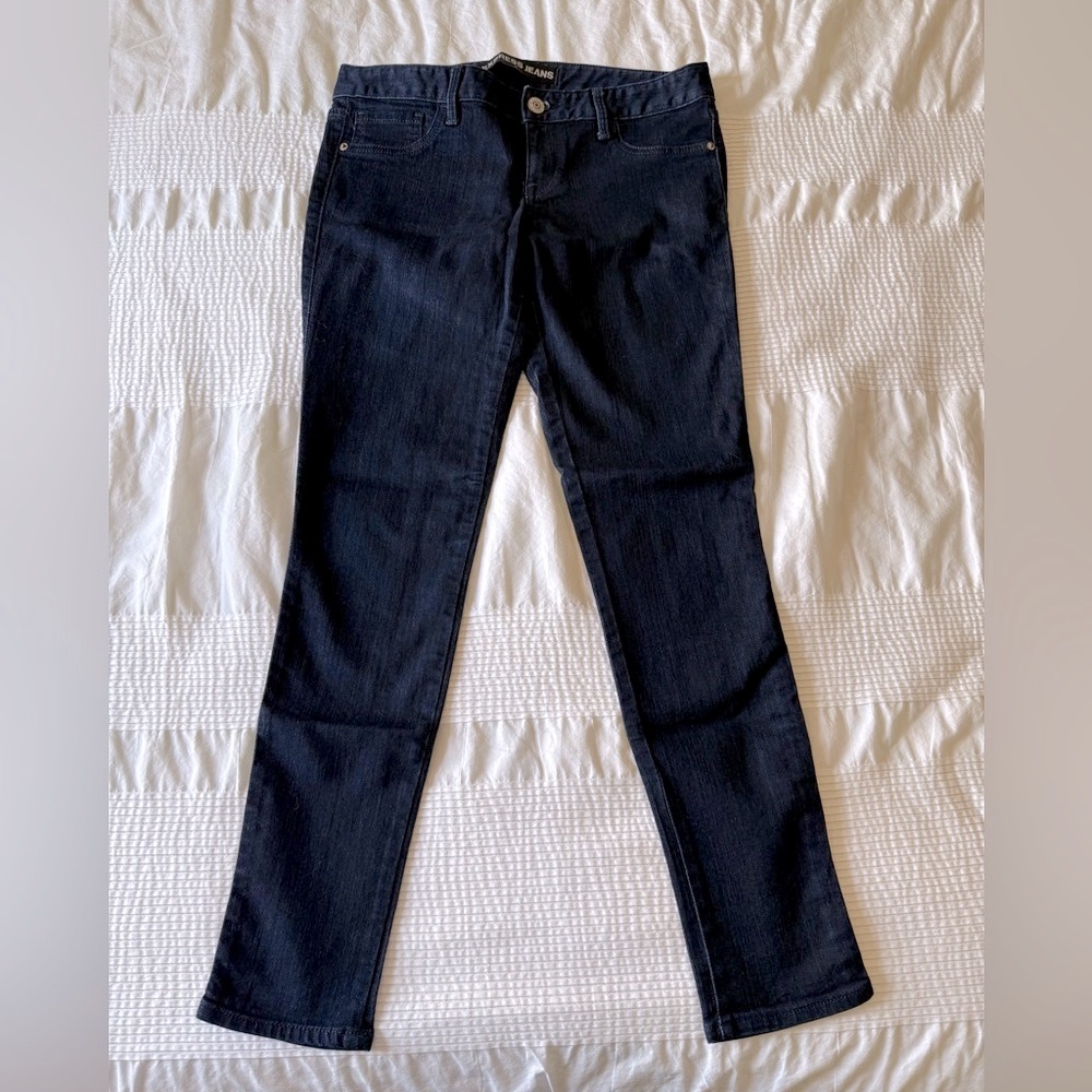 Express Dark Blue Stretchy Skinny Jeans Low Rise